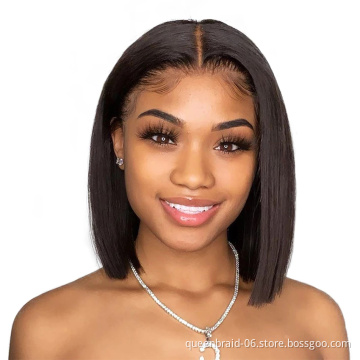 Short Bob Wigs 13x4 Lace Front Wigs Human Hair Brazilian Virgin For Black Women Bleached Knots Pre Plucked With Baby Hair